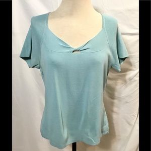 Dressbarn Turquoise Twist Front Top